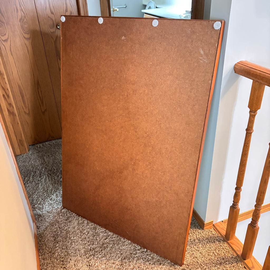 K327 Mid Century Modern teak framed mirror (31" x 43")