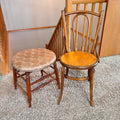 K332 Vintage Grouping (wooden chair and fabric covered stool)