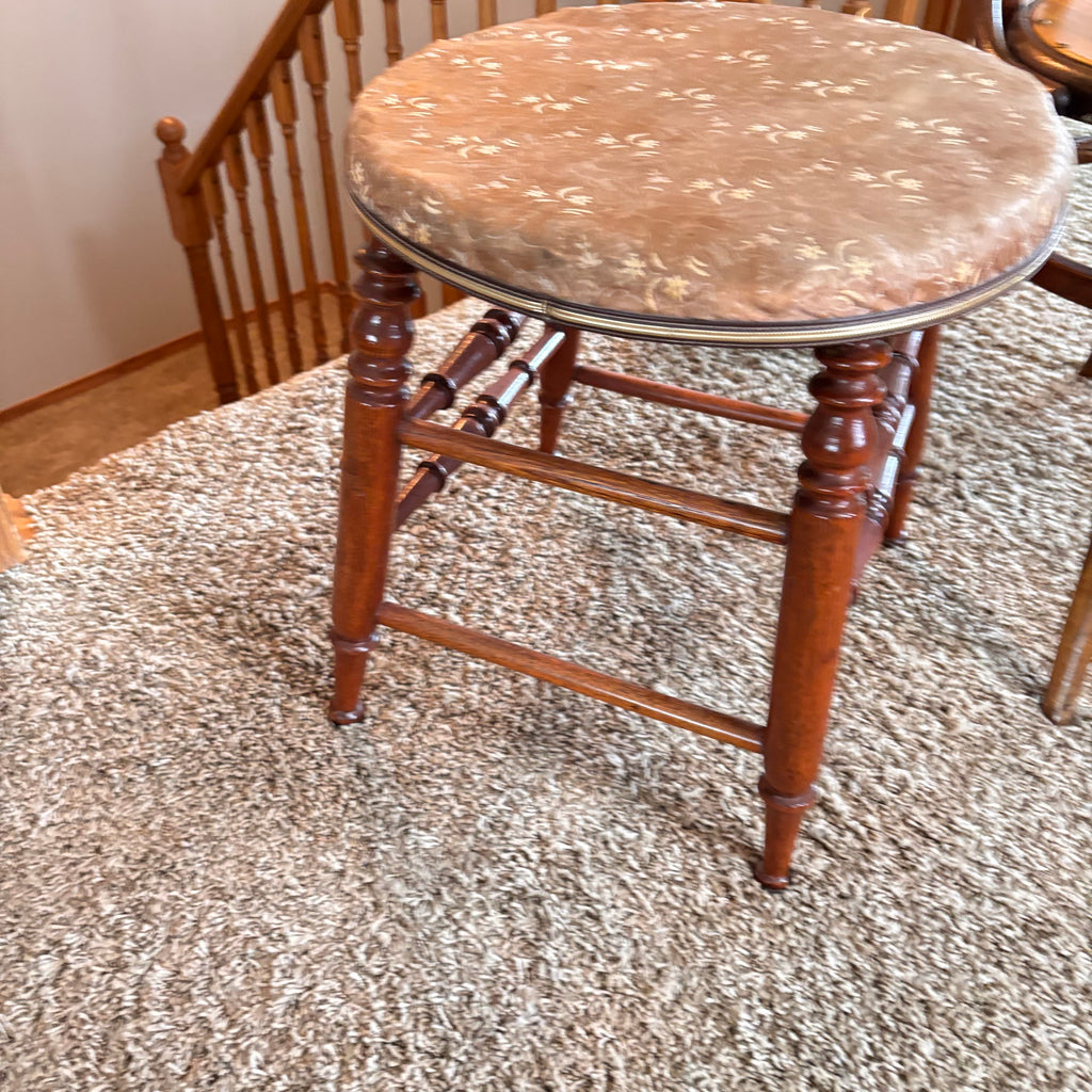 K332 Vintage Grouping (wooden chair and fabric covered stool)