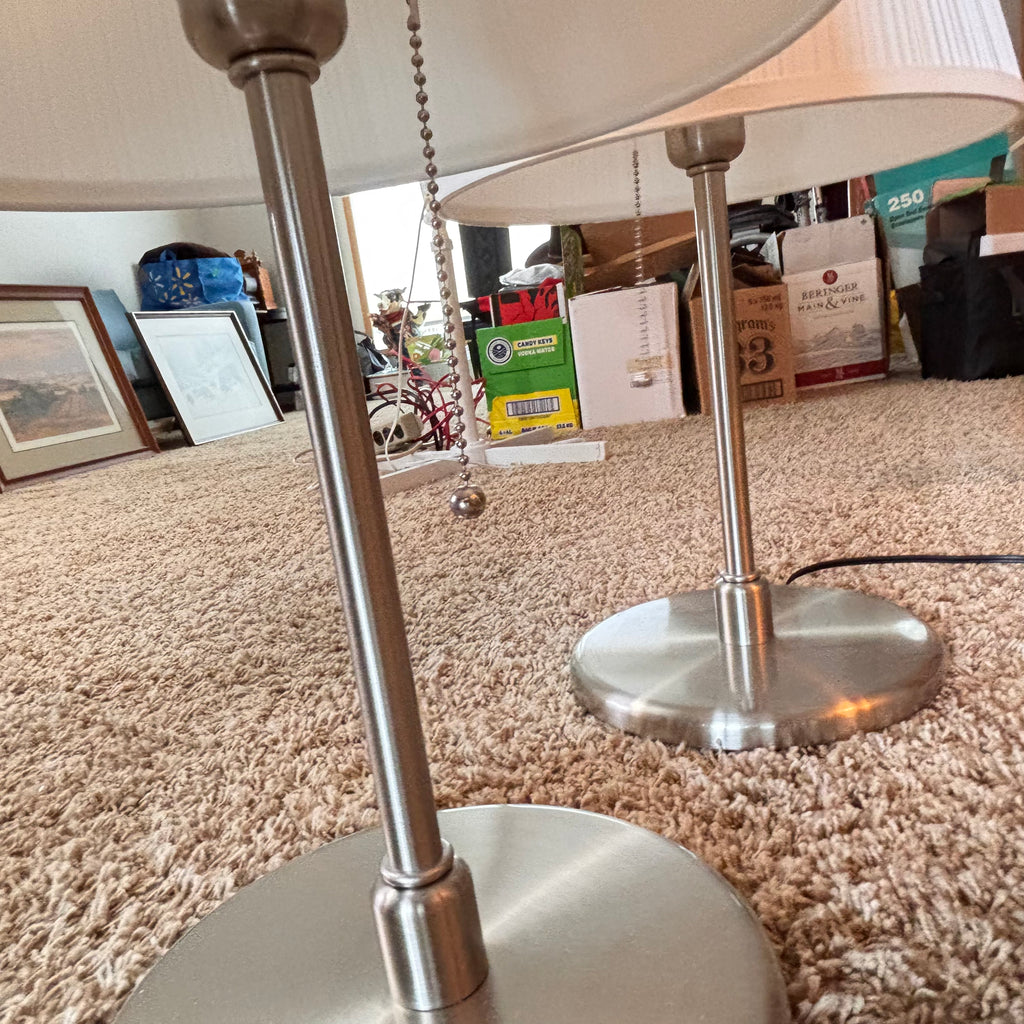 K333 Set of 2 10” tall table lamps with metal bases