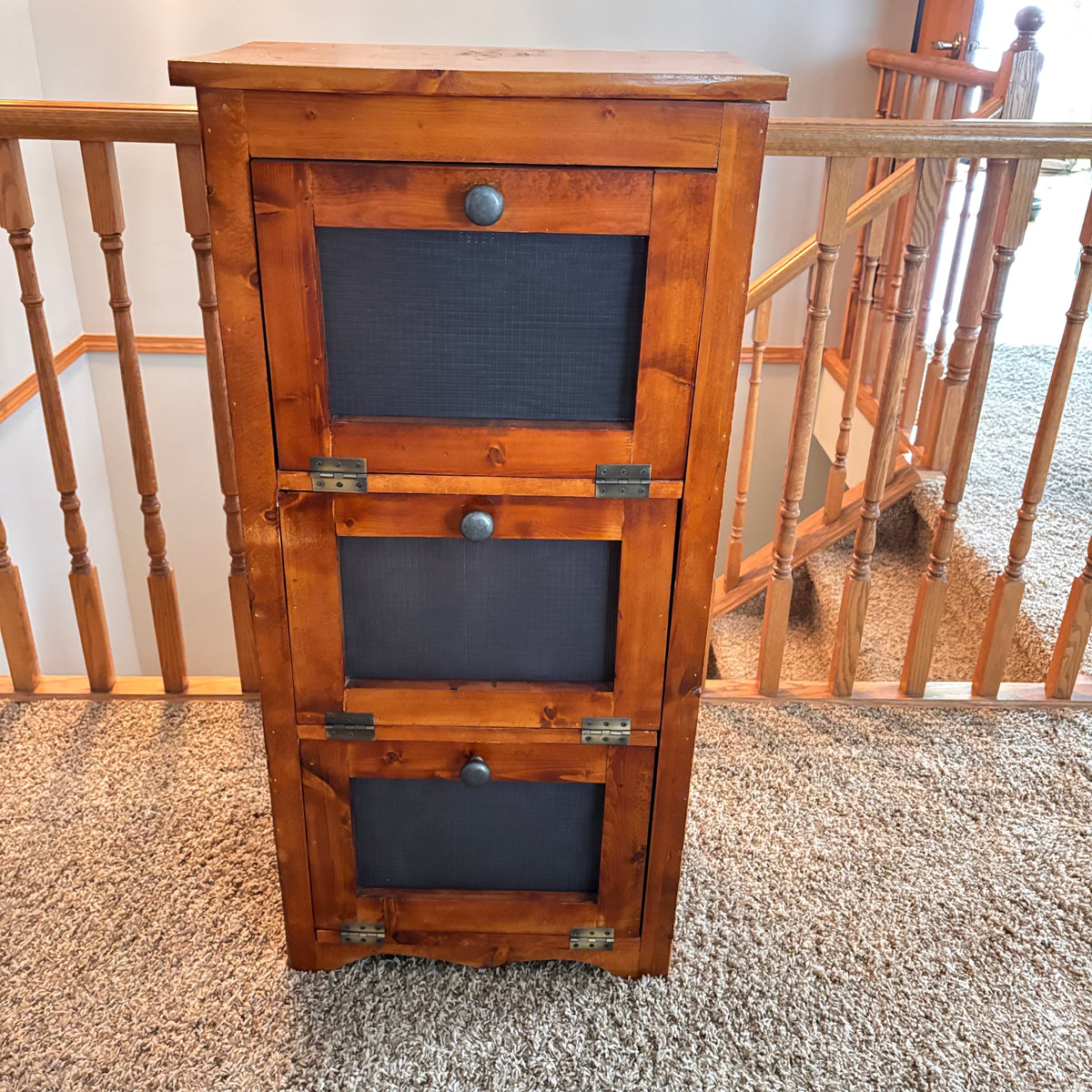 K334 Vintage 3 drawer wooden vegetable bin