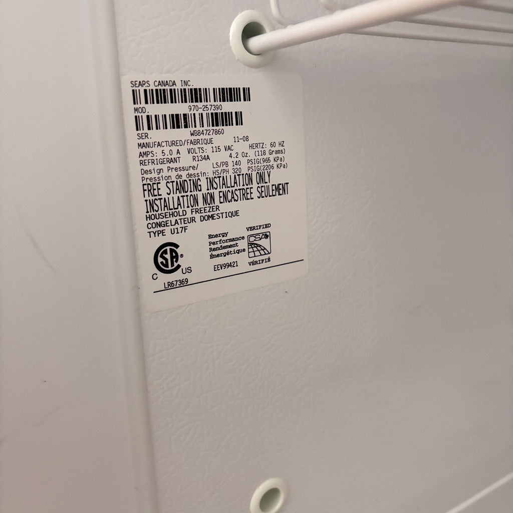 K335 Kenmore black stand up freezer (5'4" tall, 26" deep, 32" wide)