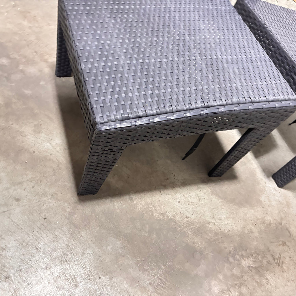 K338 Modern gray and black wicker patio chair and ottoman
