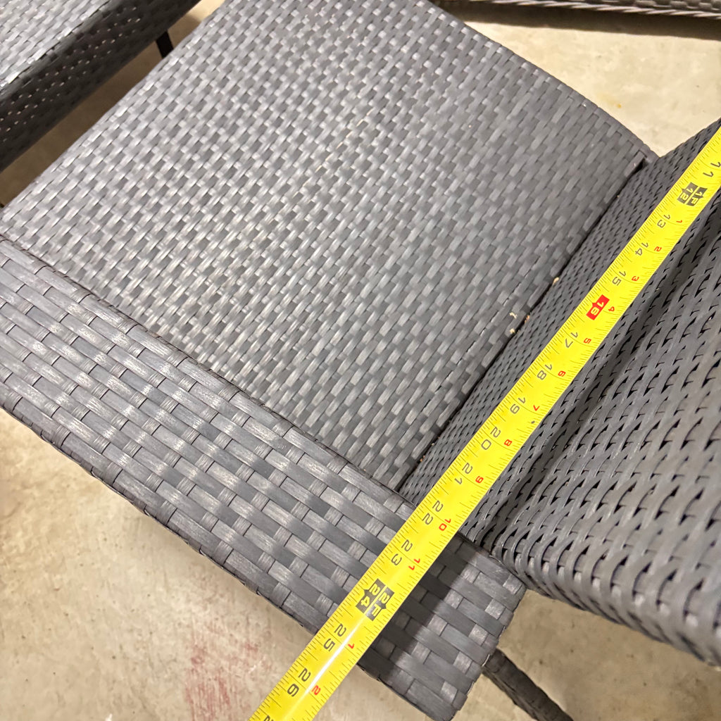 K338 Modern gray and black wicker patio chair and ottoman