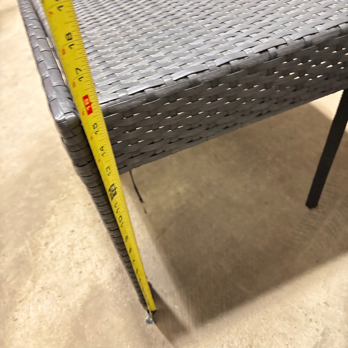 K338 Modern gray and black wicker patio chair and ottoman