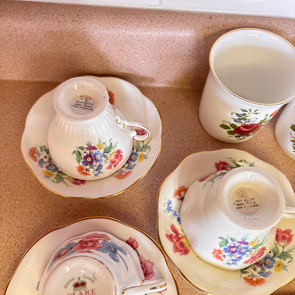 K366 Vintage Tea Cup and Saucer Grouping (various patterns)