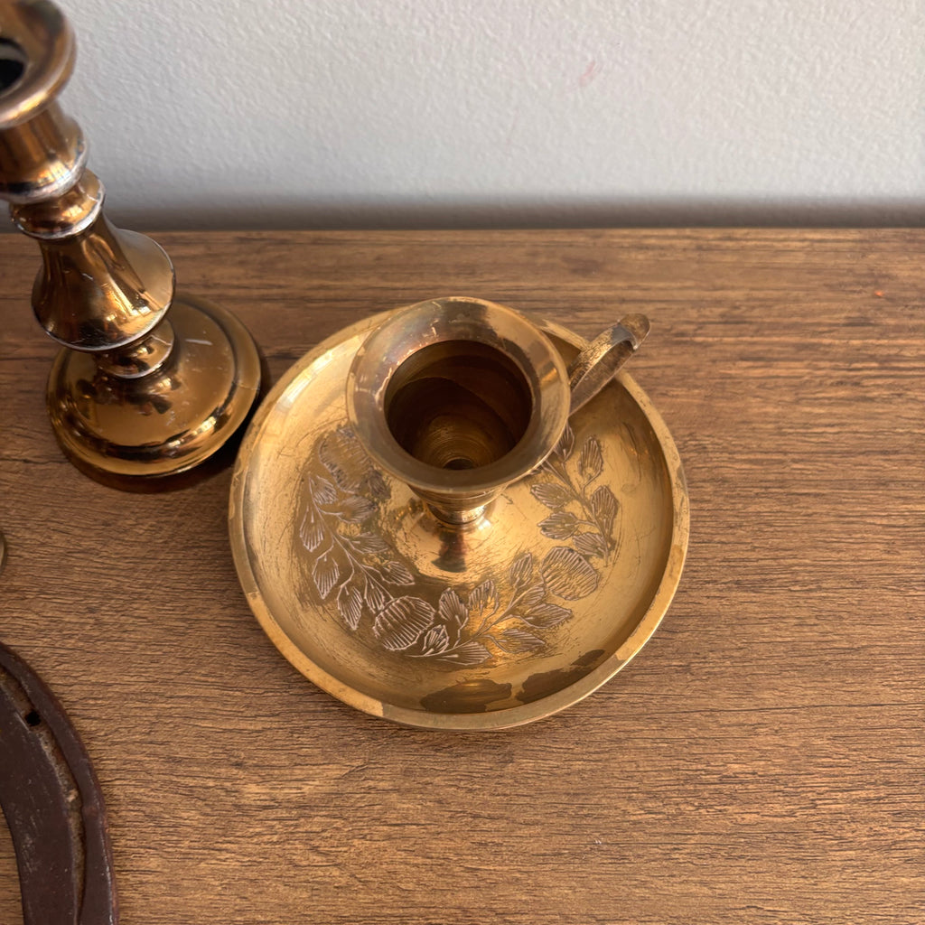 K374 Vintage Brass Grouping (candle sticks and more)