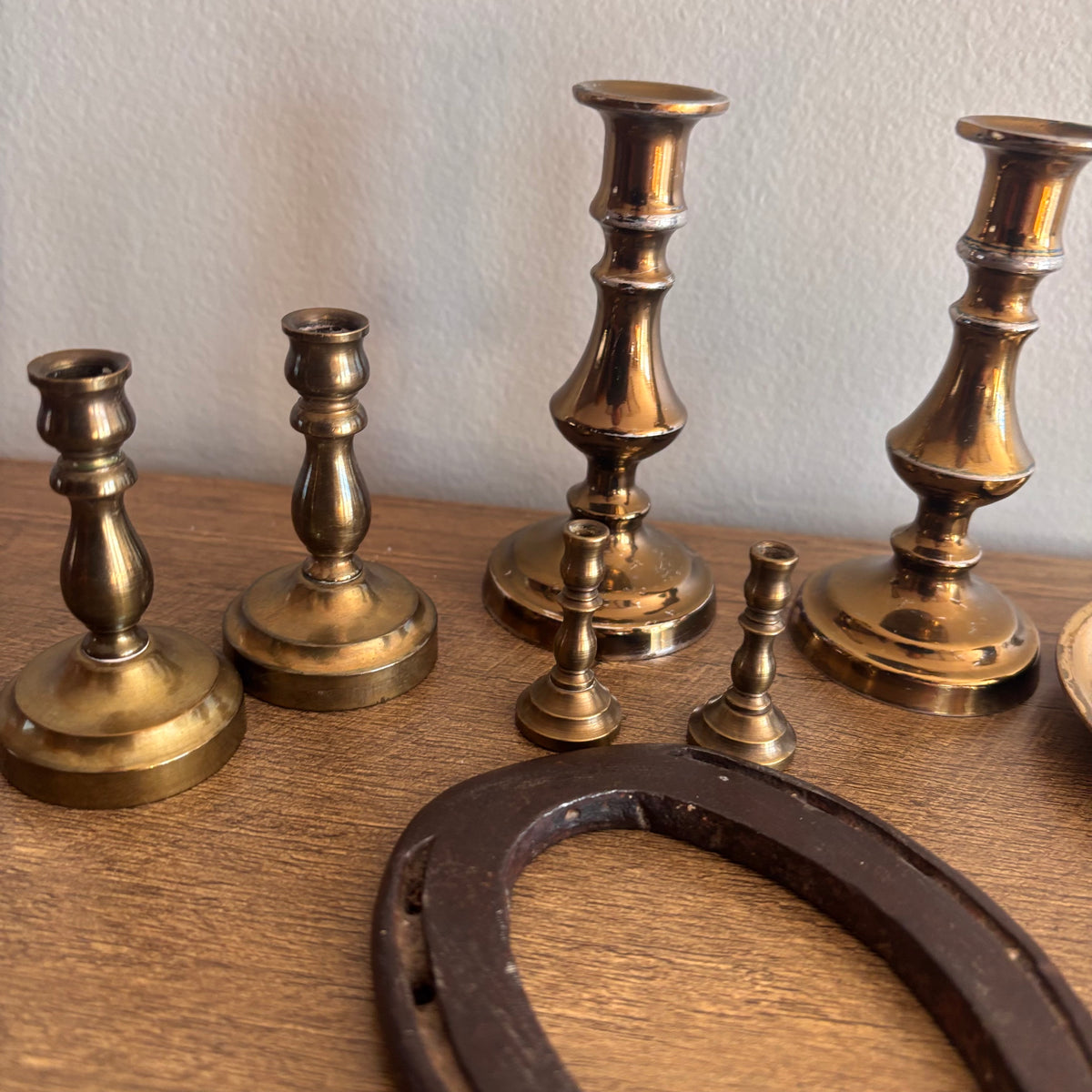 K374 Vintage Brass Grouping (candle sticks and more)