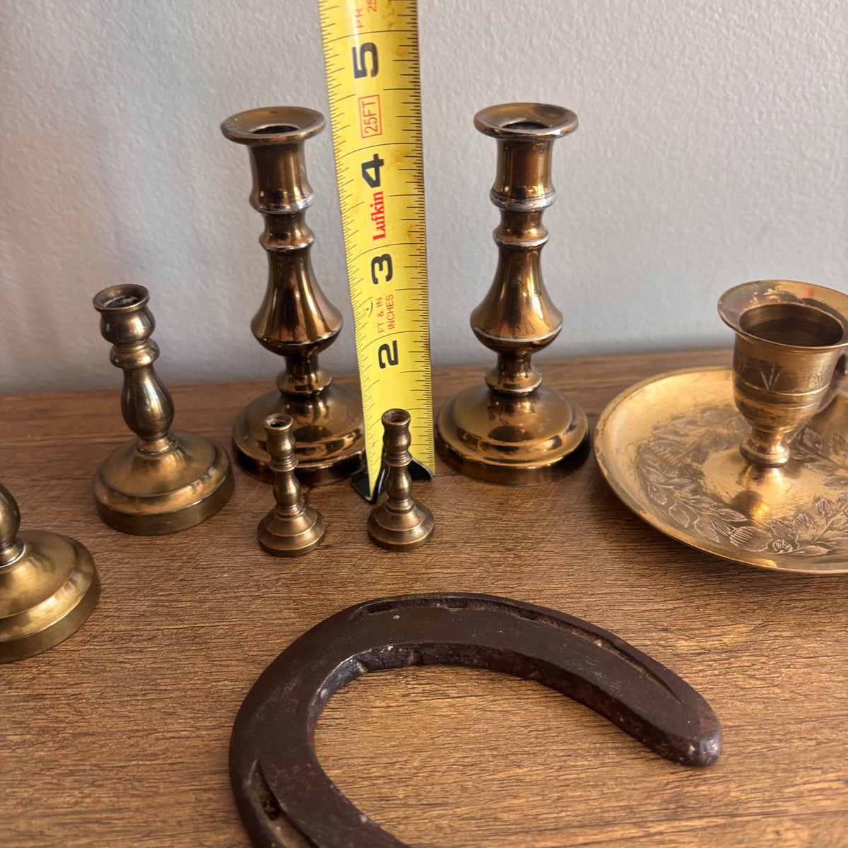 K374 Vintage Brass Grouping (candle sticks and more)