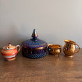 K377 Vintage Decor Grouping (carnival glass candy dish and more)