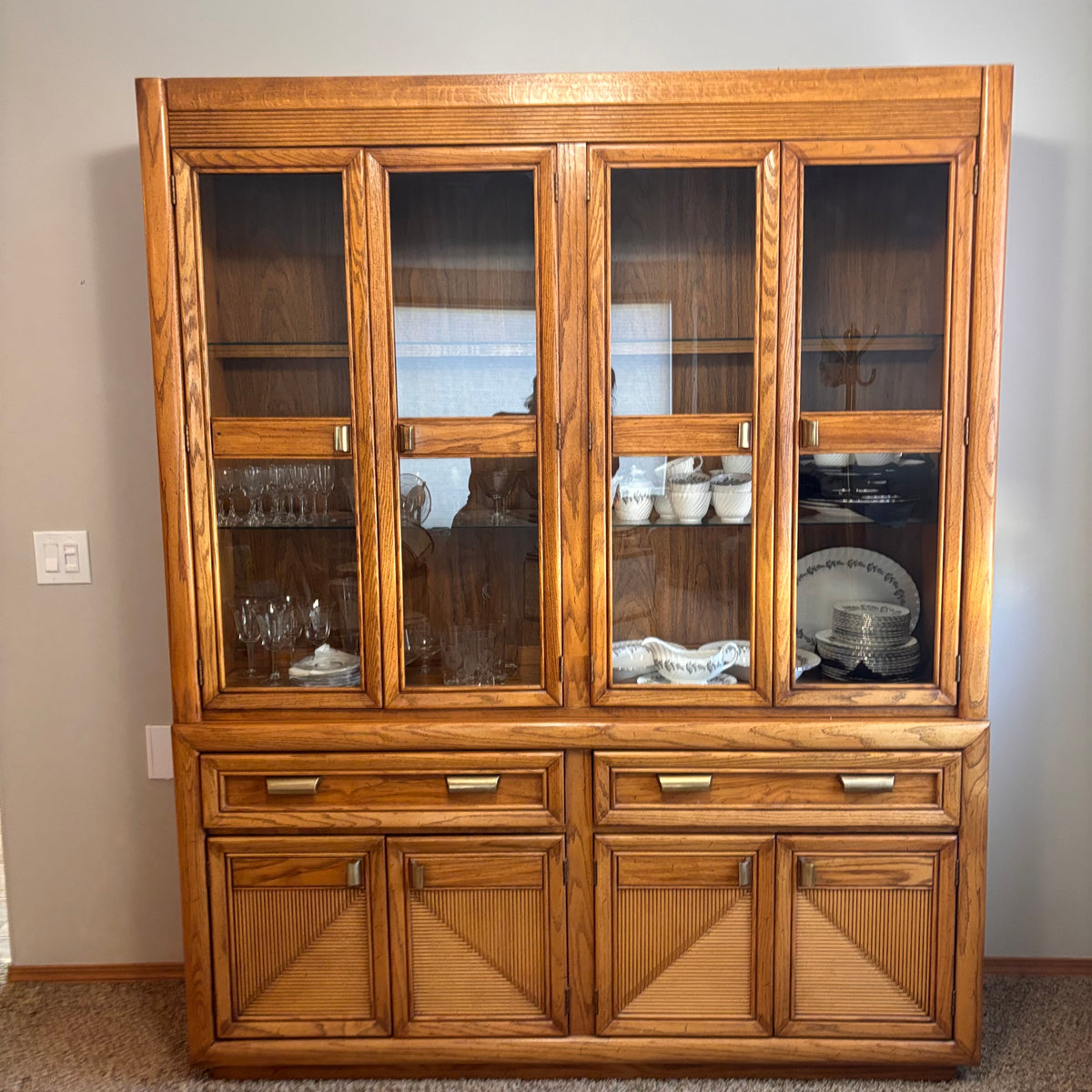 K383 Tradition rustic china cabinet with glass doors (contents not included)