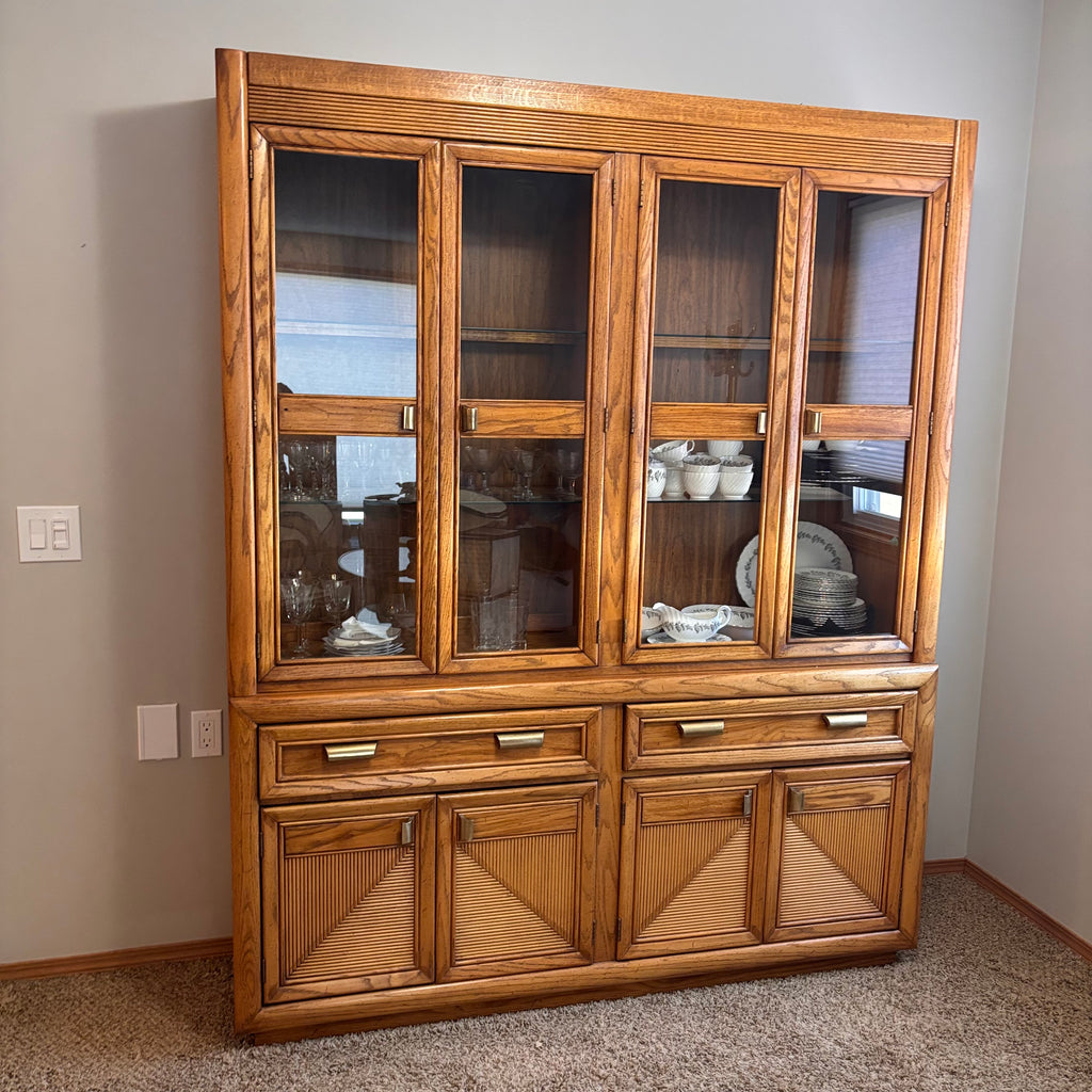 K383 Tradition rustic china cabinet with glass doors (contents not included)