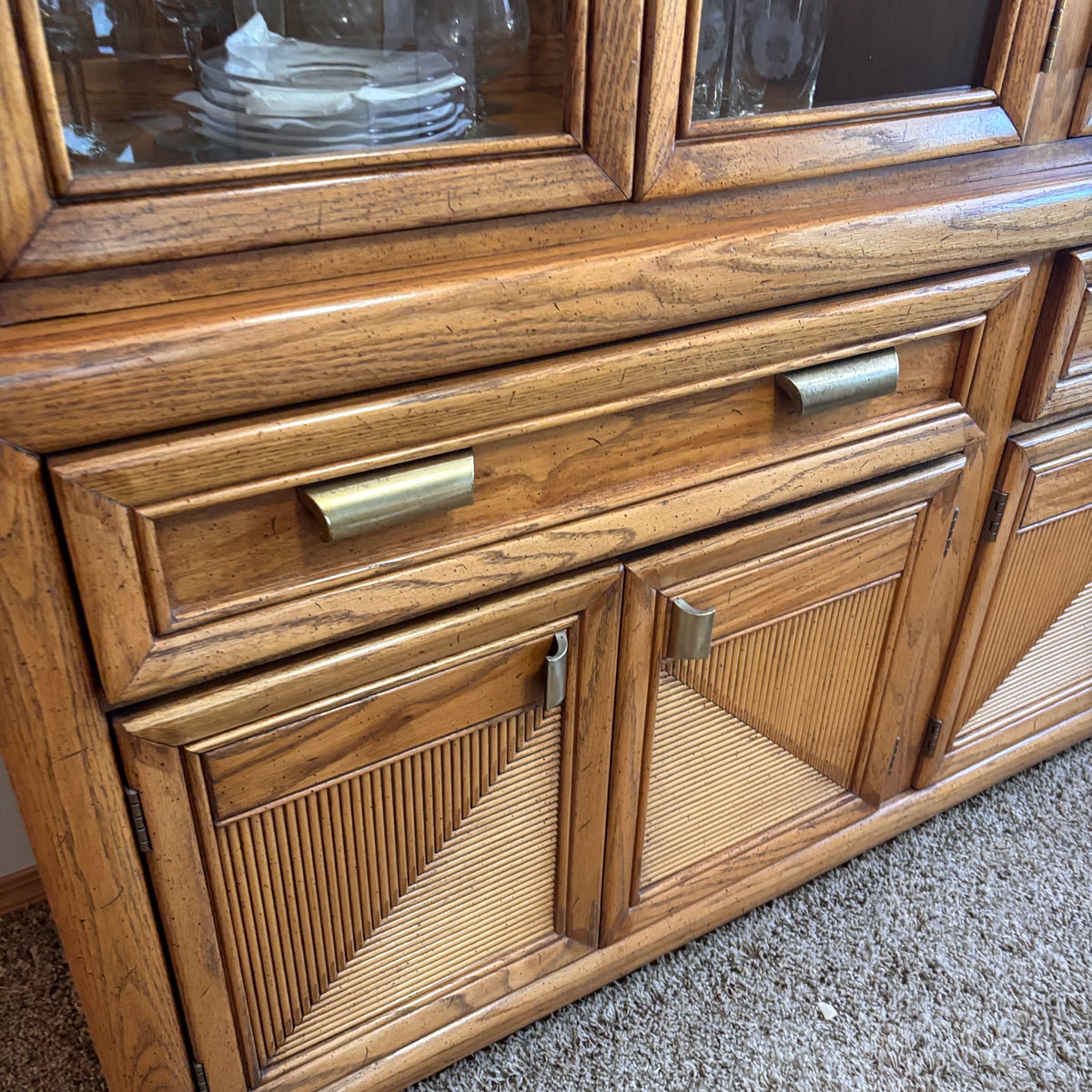 K383 Tradition rustic china cabinet with glass doors (contents not included)
