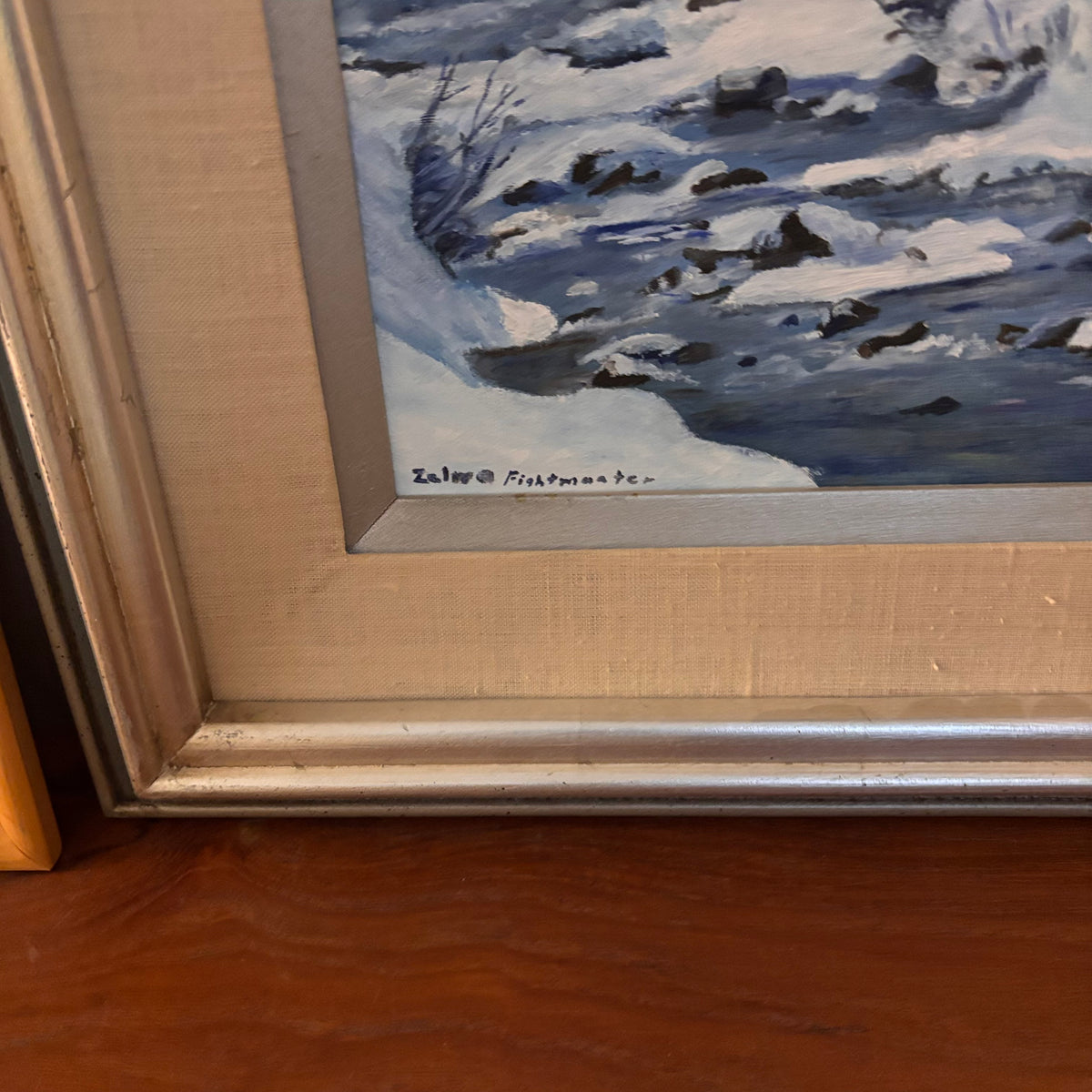 K390 Set of 2 framed vintage paintings (mountain scenes)