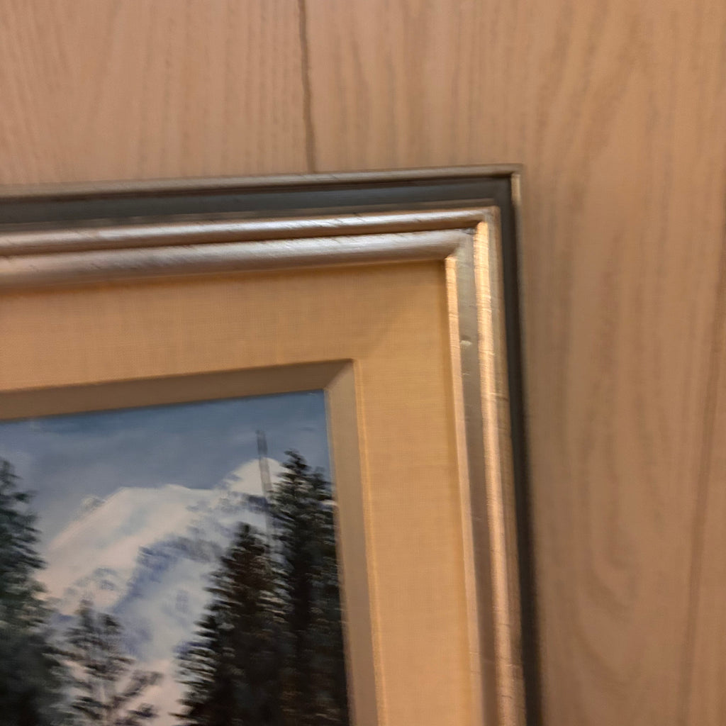 K390 Set of 2 framed vintage paintings (mountain scenes)