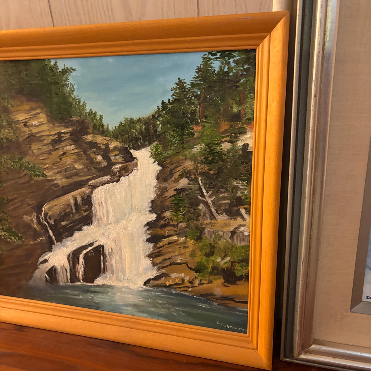 K390 Set of 2 framed vintage paintings (mountain scenes)