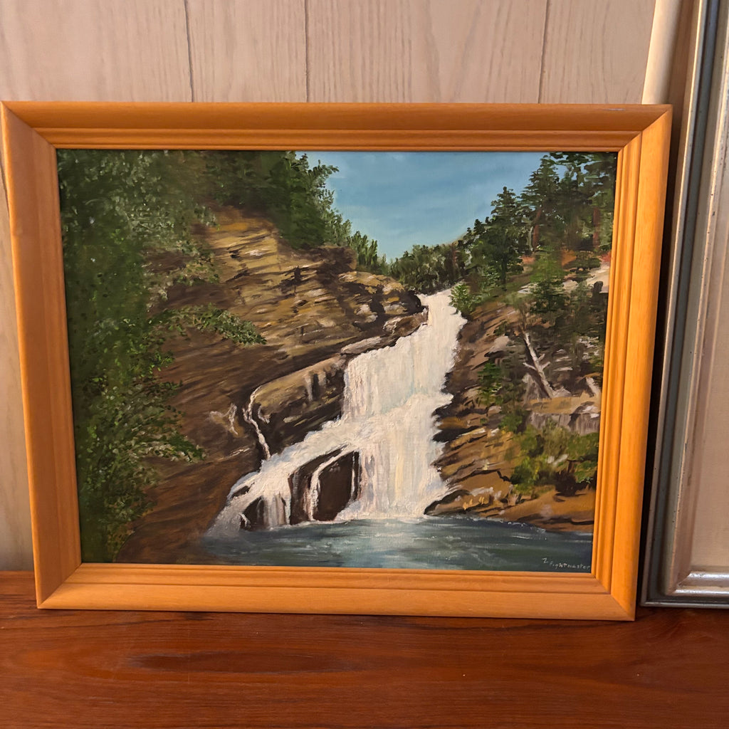 K390 Set of 2 framed vintage paintings (mountain scenes)