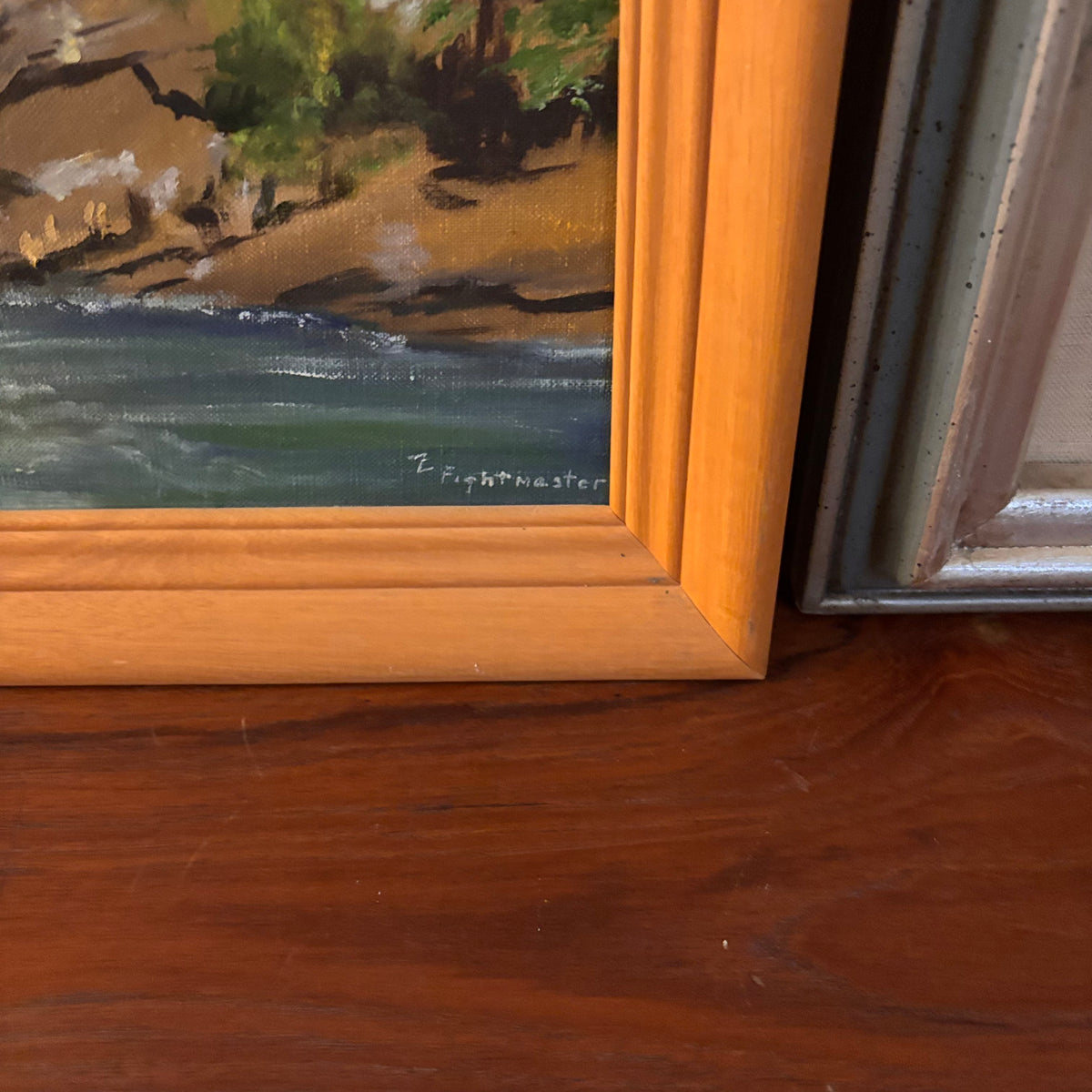 K390 Set of 2 framed vintage paintings (mountain scenes)