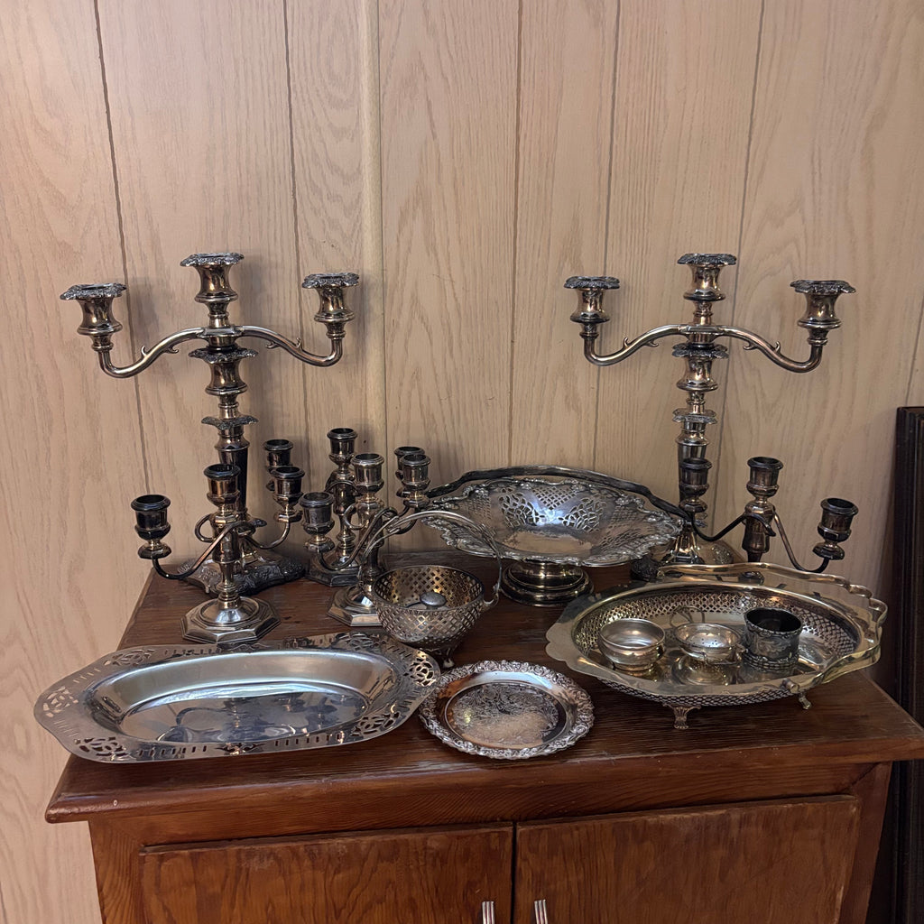 K397 Silver Plate Grouping (candelabras and more)