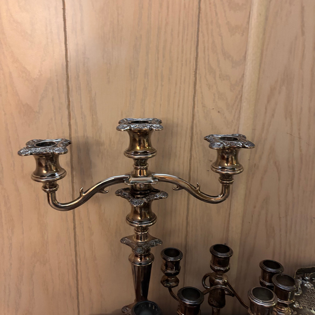 K397 Silver Plate Grouping (candelabras and more)