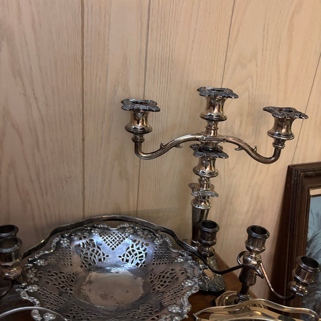 K397 Silver Plate Grouping (candelabras and more)