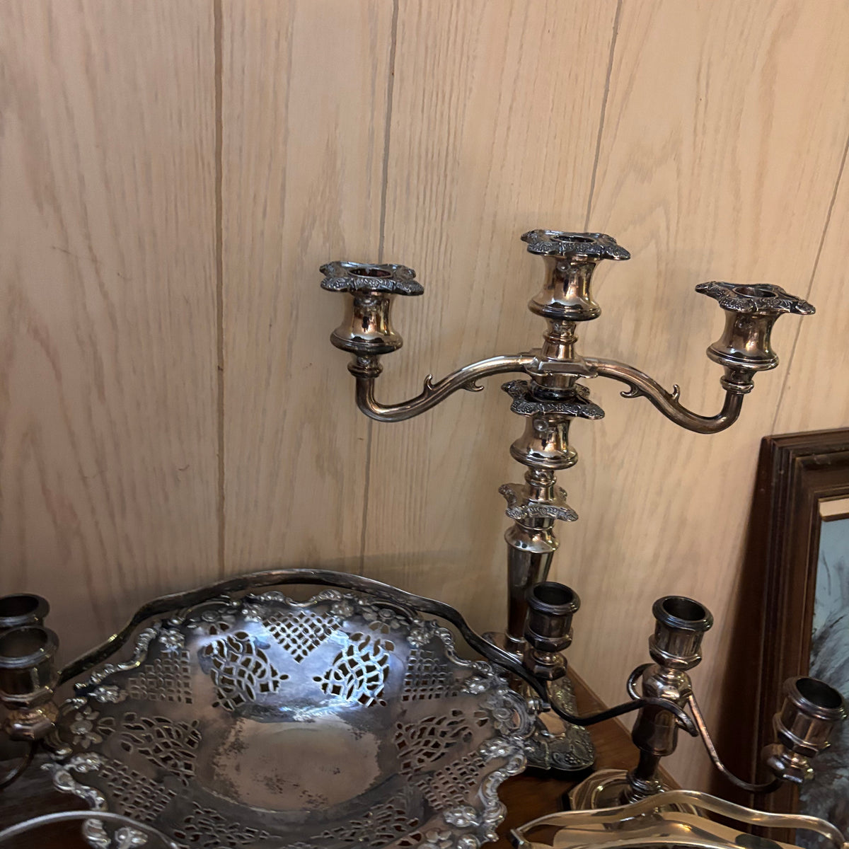 K397 Silver Plate Grouping (candelabras and more)