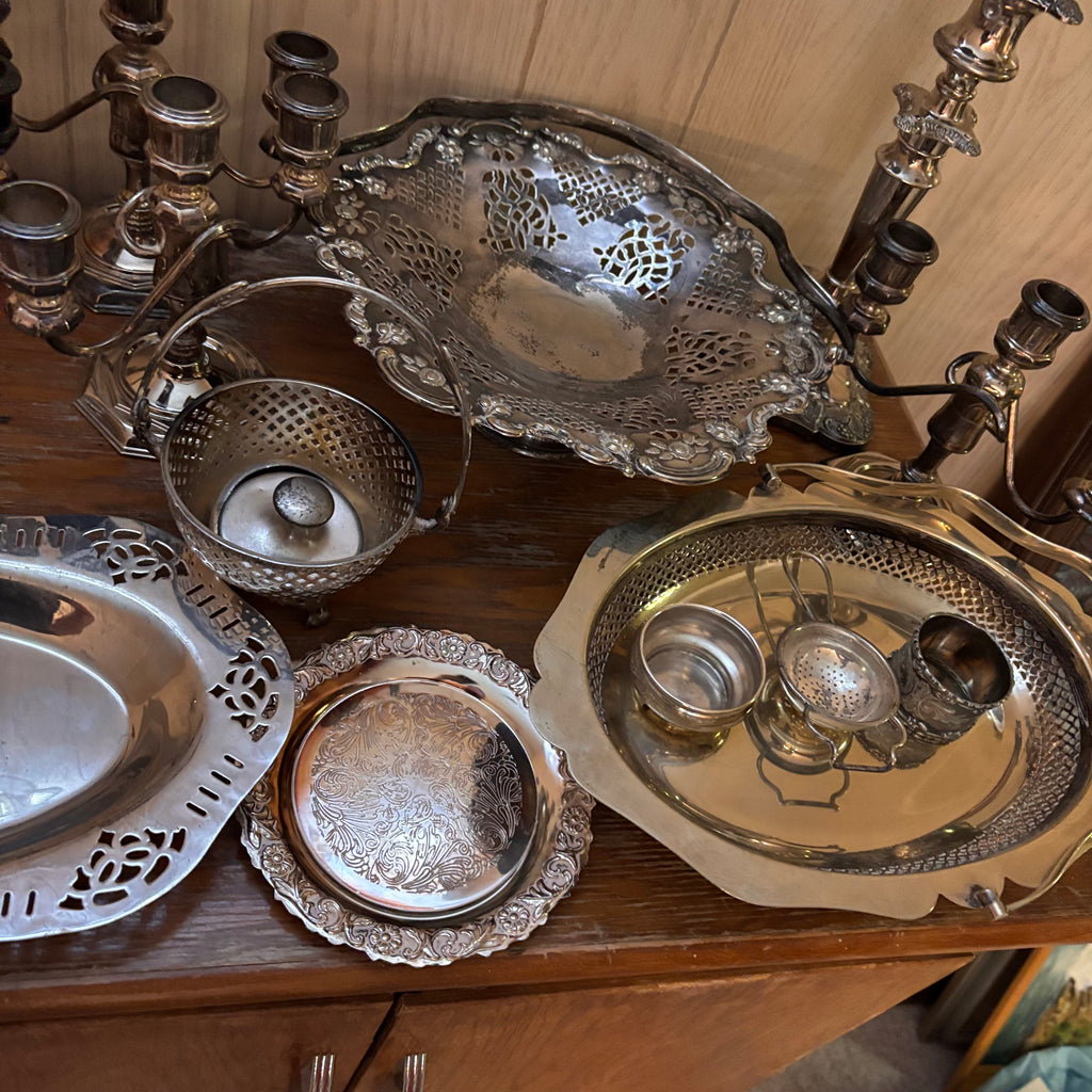 K397 Silver Plate Grouping (candelabras and more)