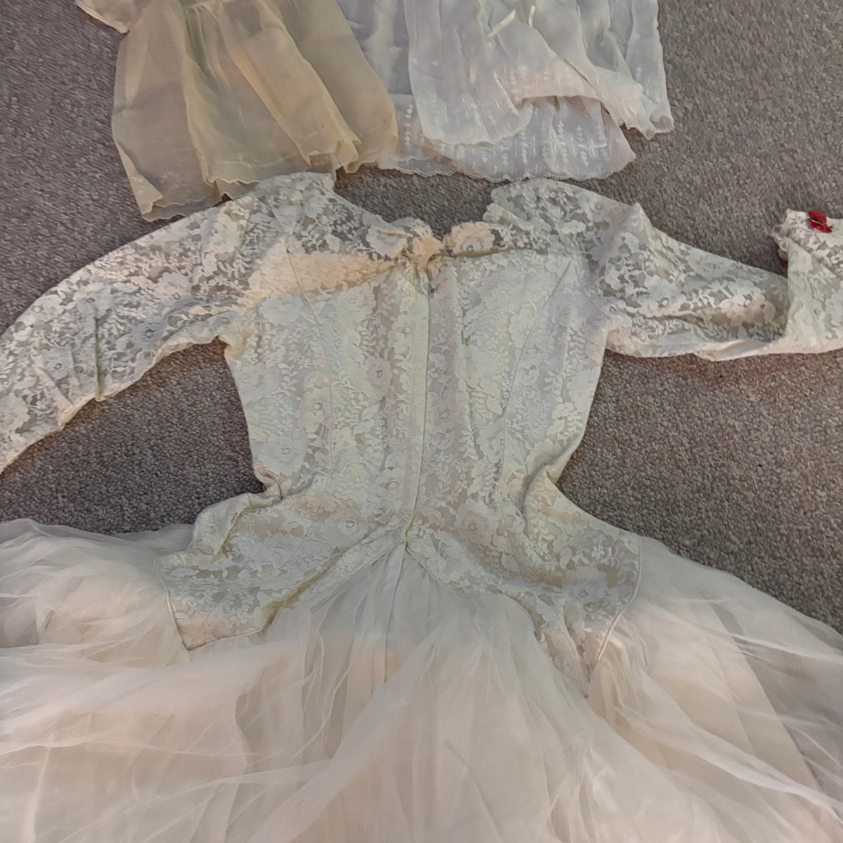 K507 Vintage Clothing Grouping (wedding dress and baby clothes)