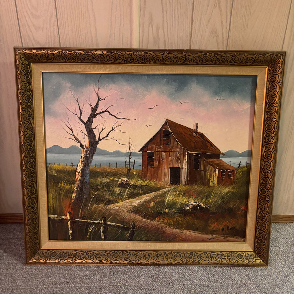 K509 Vintage framed painting (28" x 26")