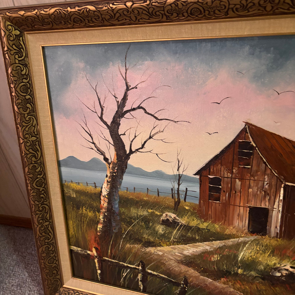 K509 Vintage framed painting (28" x 26")