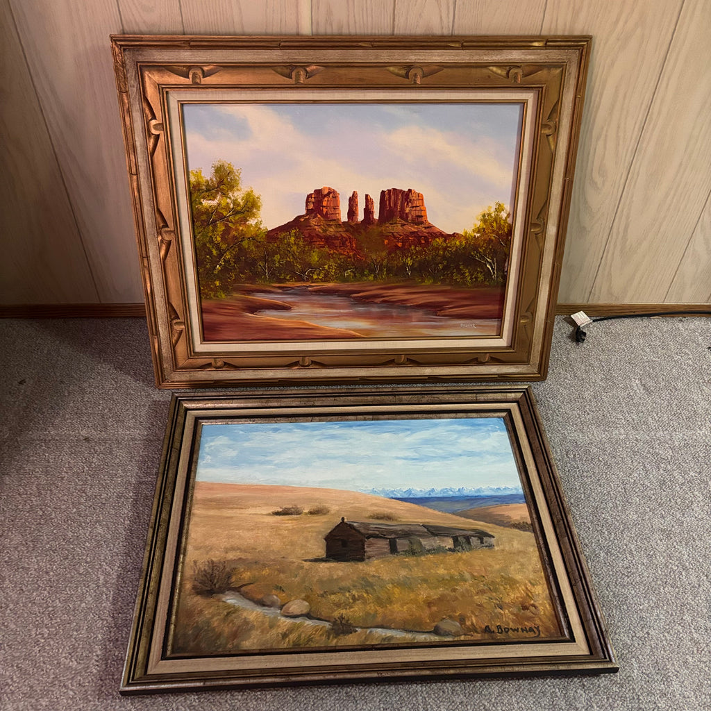 K510 Set of 2 vintage framed paintings