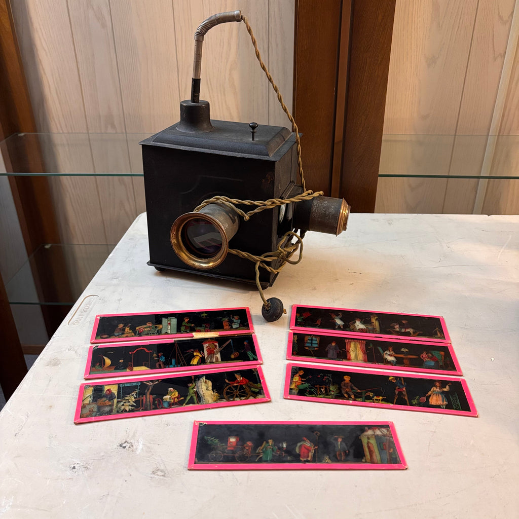 K518 Vintage Electric Magic Lantern projector with 7 slides(untested, table not included)