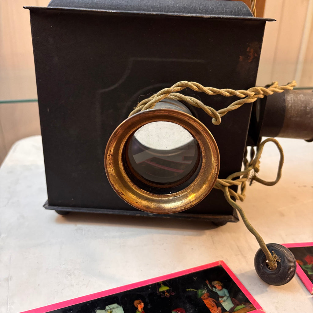 K518 Vintage Electric Magic Lantern projector with 7 slides(untested, table not included)