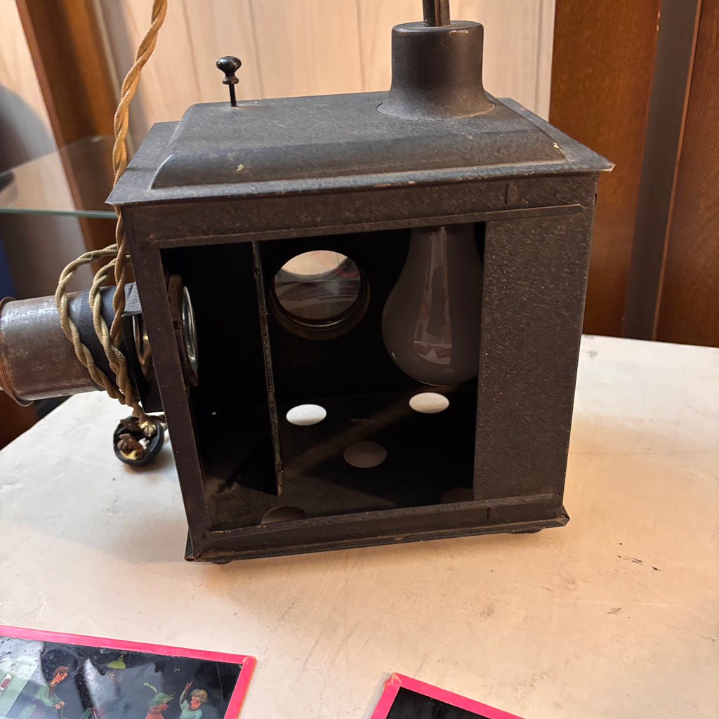 K518 Vintage Electric Magic Lantern projector with 7 slides(untested, table not included)