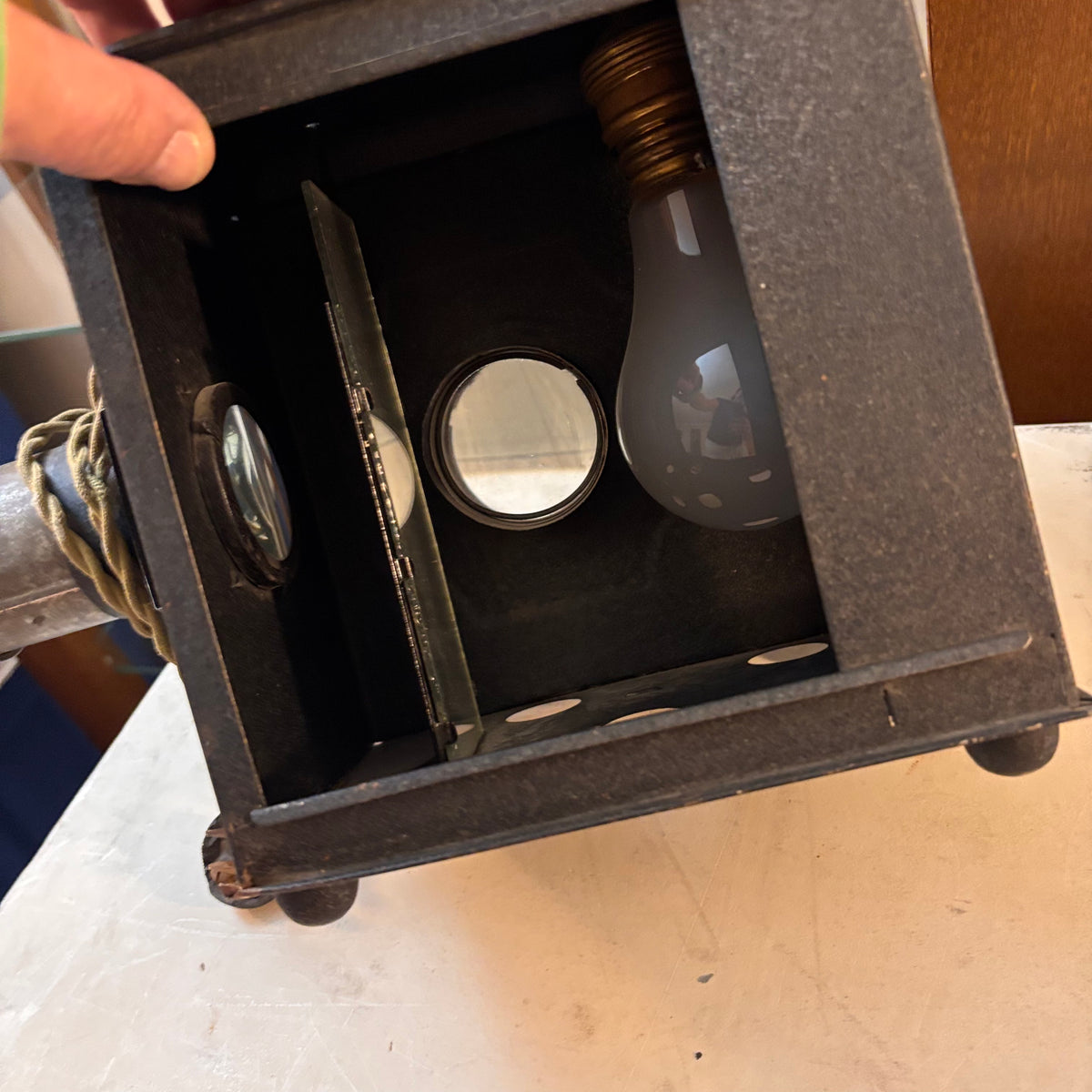 K518 Vintage Electric Magic Lantern projector with 7 slides(untested, table not included)