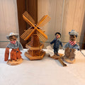 K519 Vintage Grouping (musical wooden windmill and apple art figures)