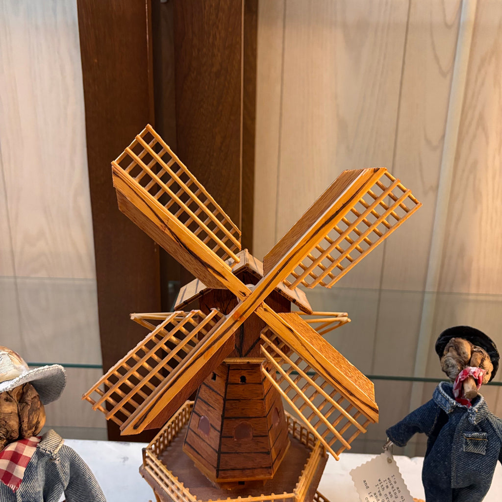K519 Vintage Grouping (musical wooden windmill and apple art figures)