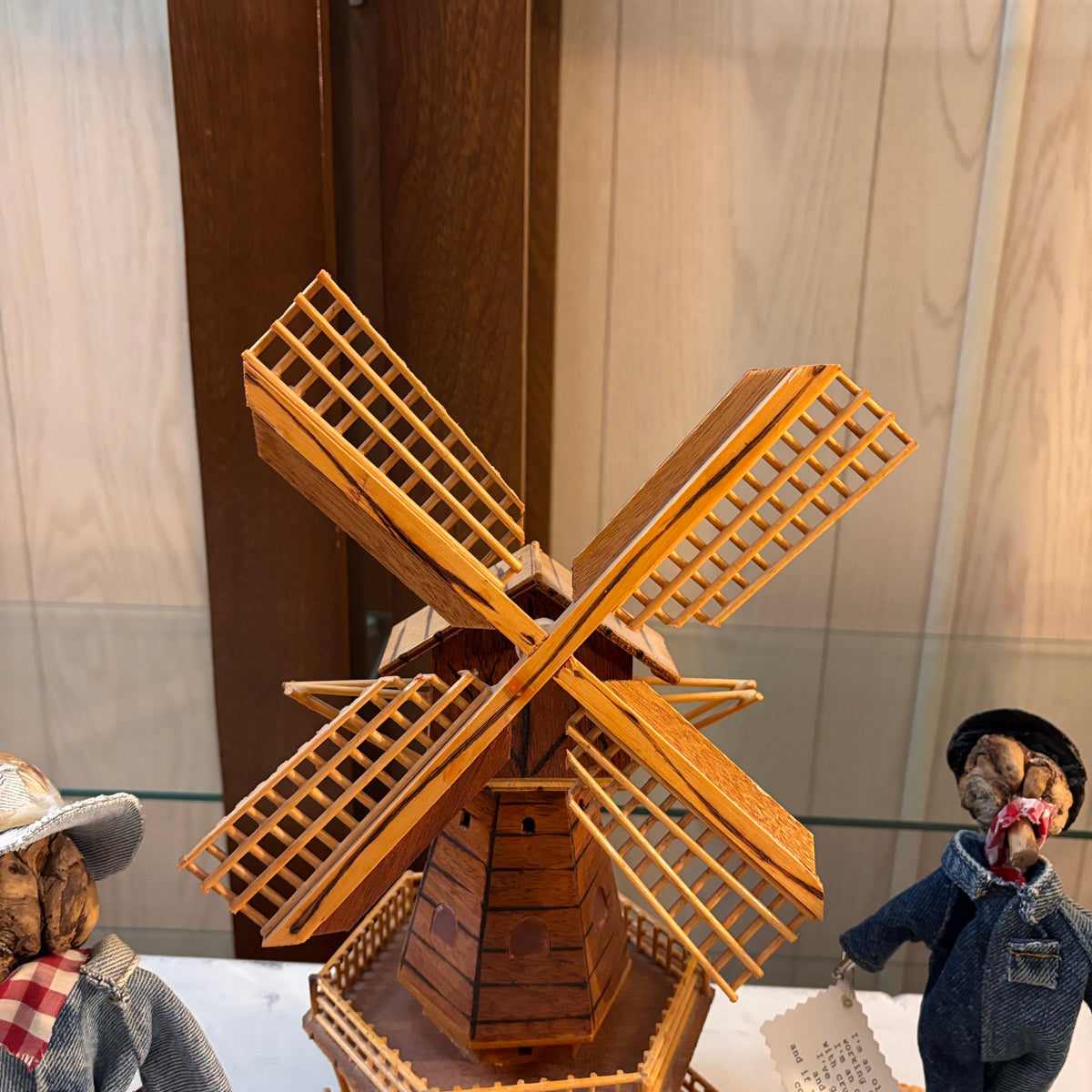 K519 Vintage Grouping (musical wooden windmill and apple art figures)