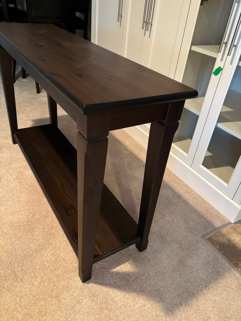 X100 Dark brown wooden ikea Markor console table (47" x 14" x 30" high)