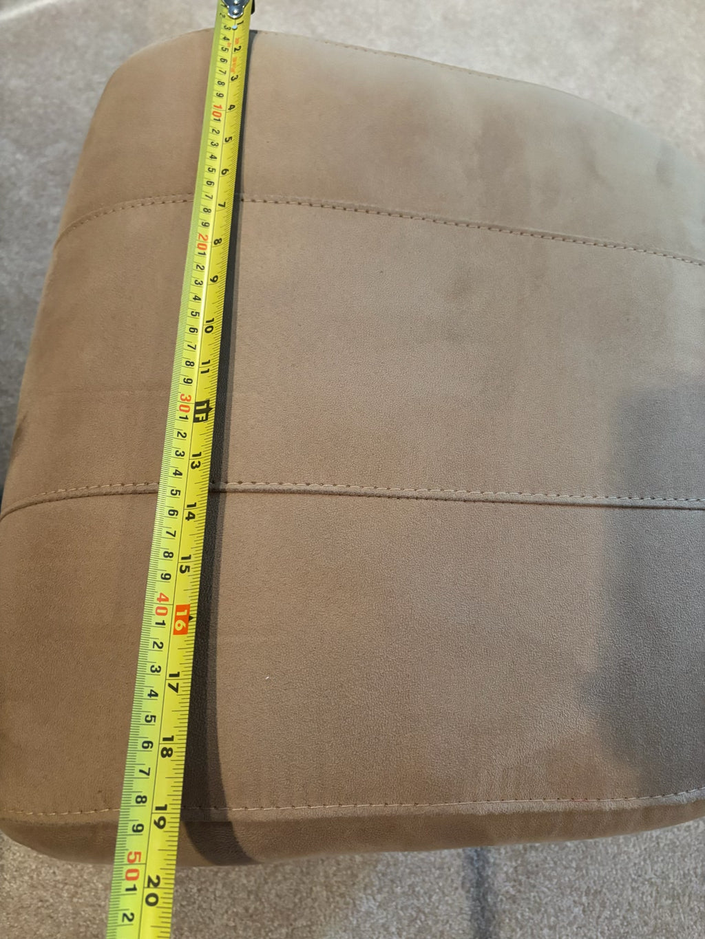 X101 Dutailior light colored microsuede reclining glider and footstool