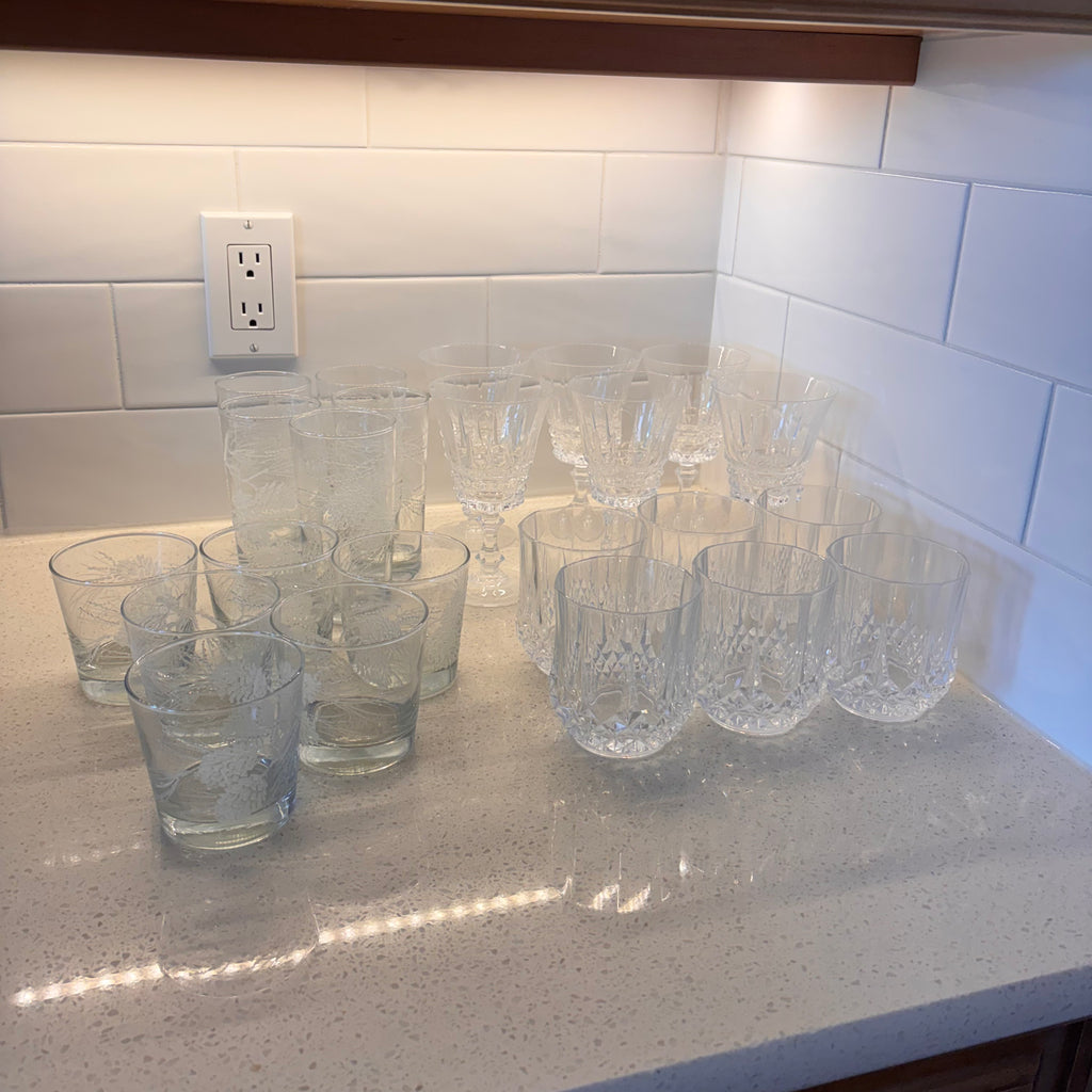 X205 Glassware Grouping (Crystal water glasses and more)