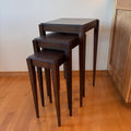X207 Set of 3 Dark wood nesting tables with square tops