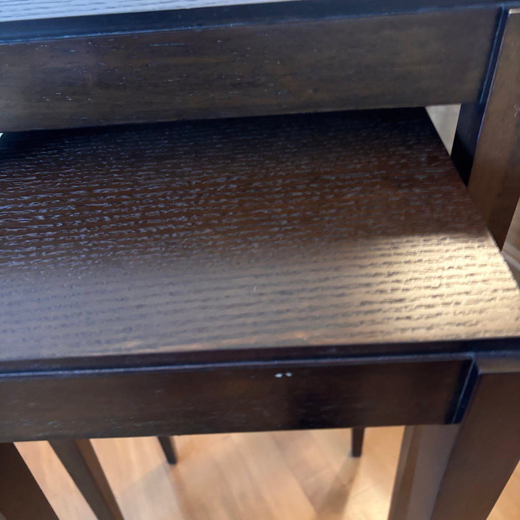 X207 Set of 3 Dark wood nesting tables with square tops