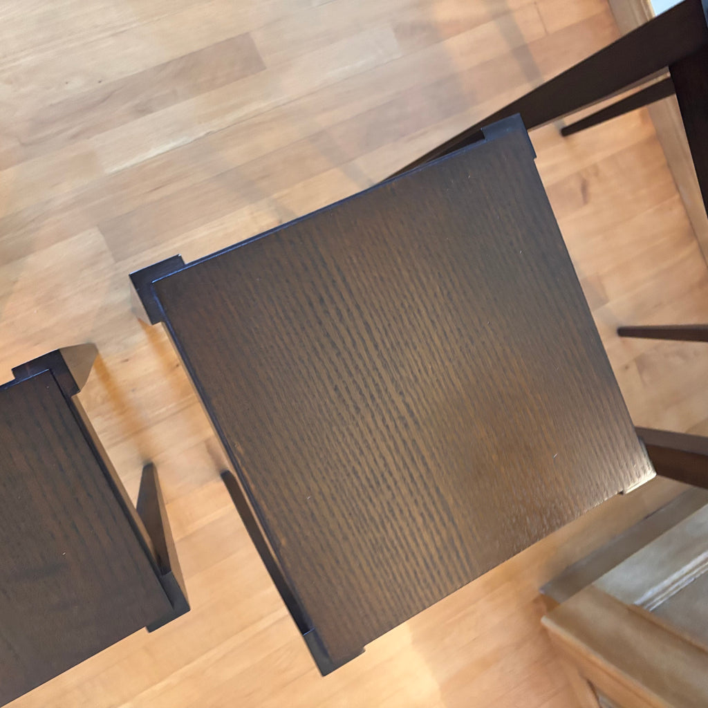 X207 Set of 3 Dark wood nesting tables with square tops