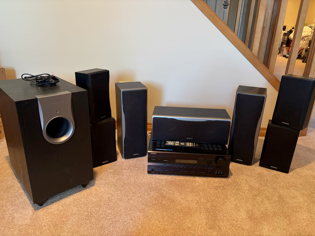 X108 Onkyo surround sound speaker set and Onkyo receiver