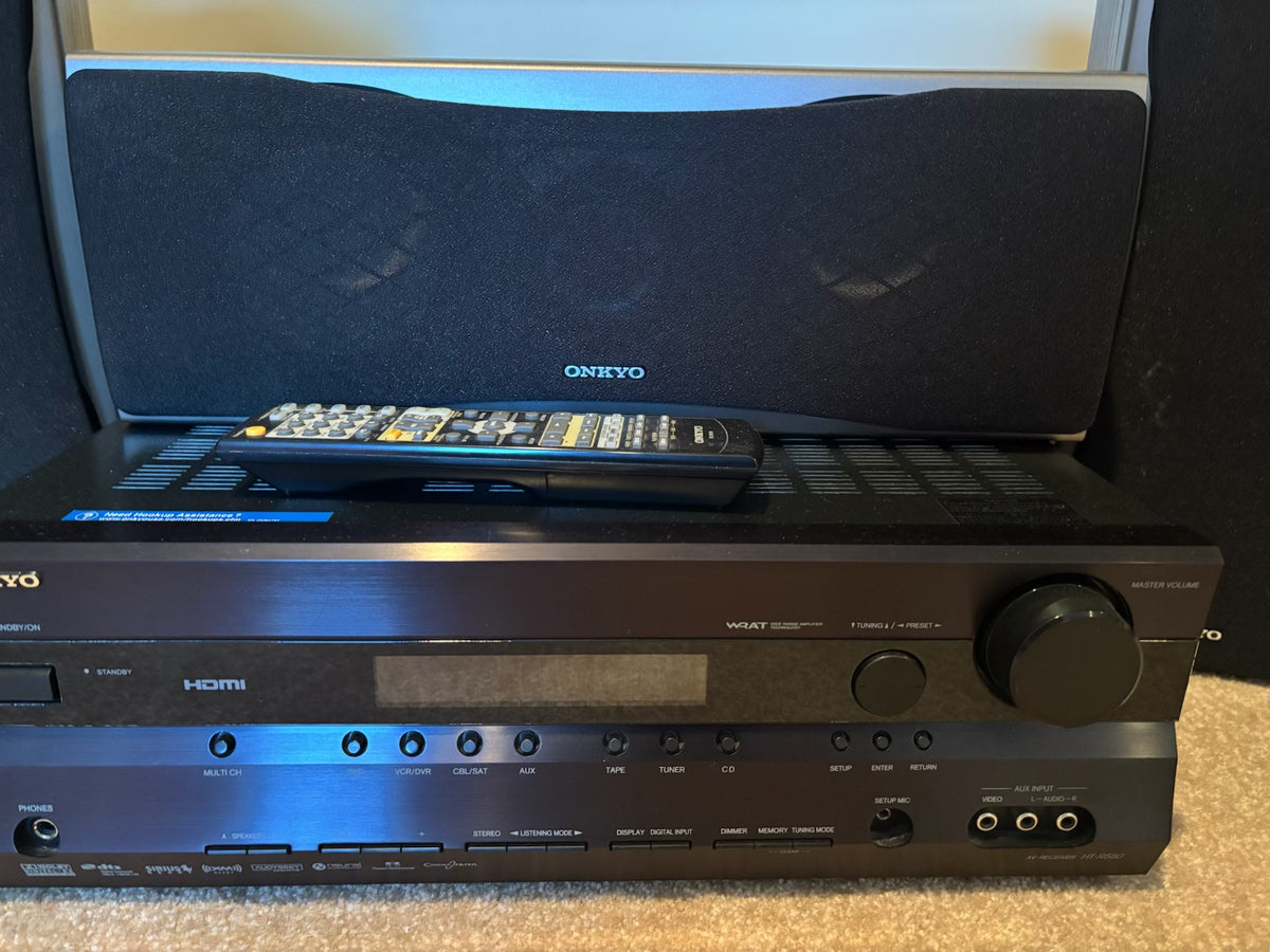 X108 Onkyo surround sound speaker set and Onkyo receiver