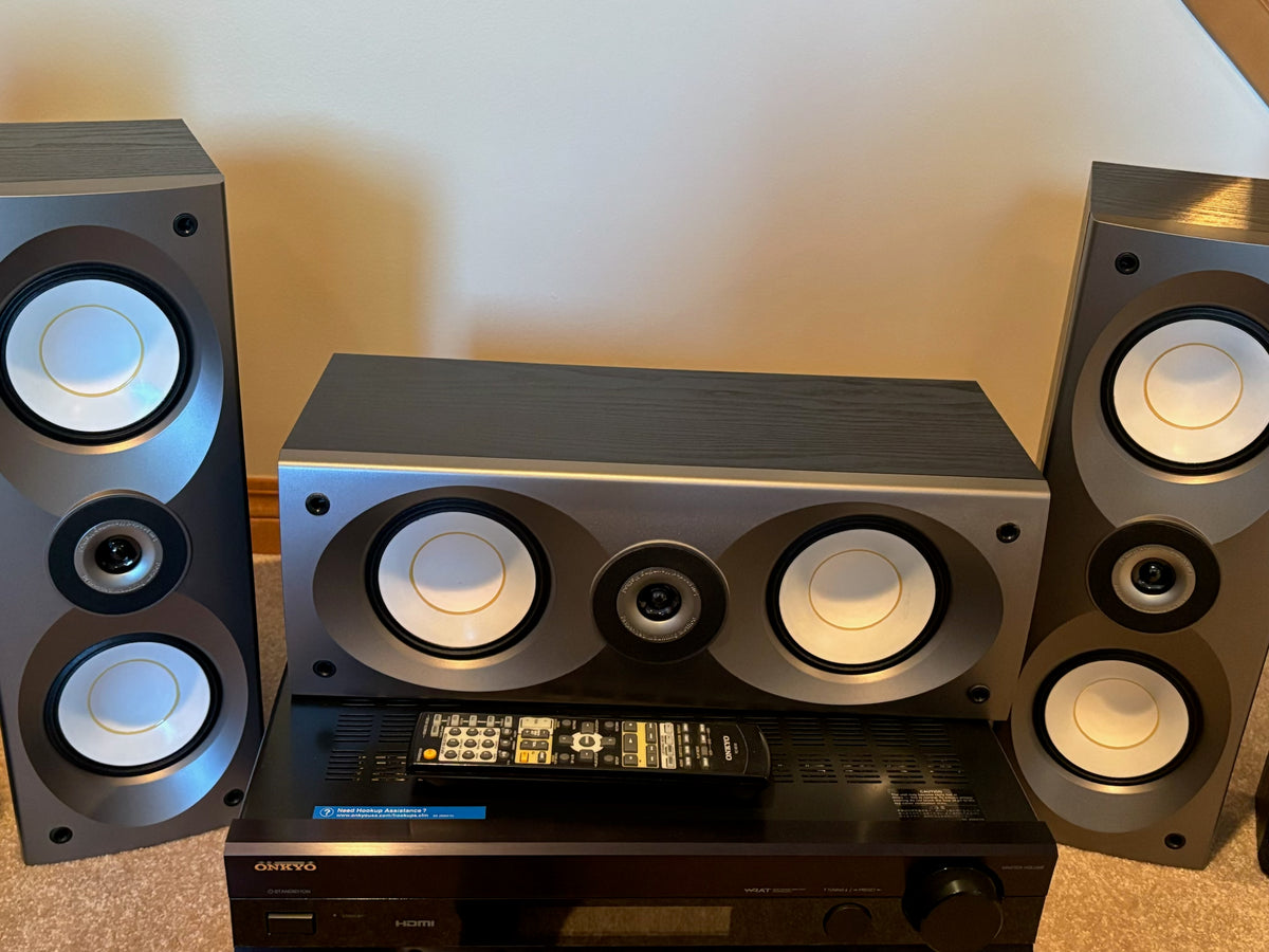 X108 Onkyo surround sound speaker set and Onkyo receiver