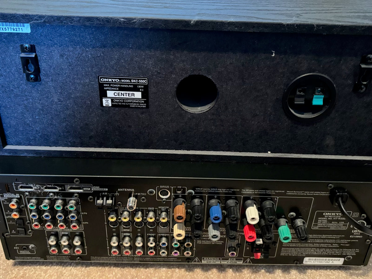 X108 Onkyo surround sound speaker set and Onkyo receiver