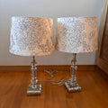 X214 Set of 2 table lamps with glass bases and floral shades