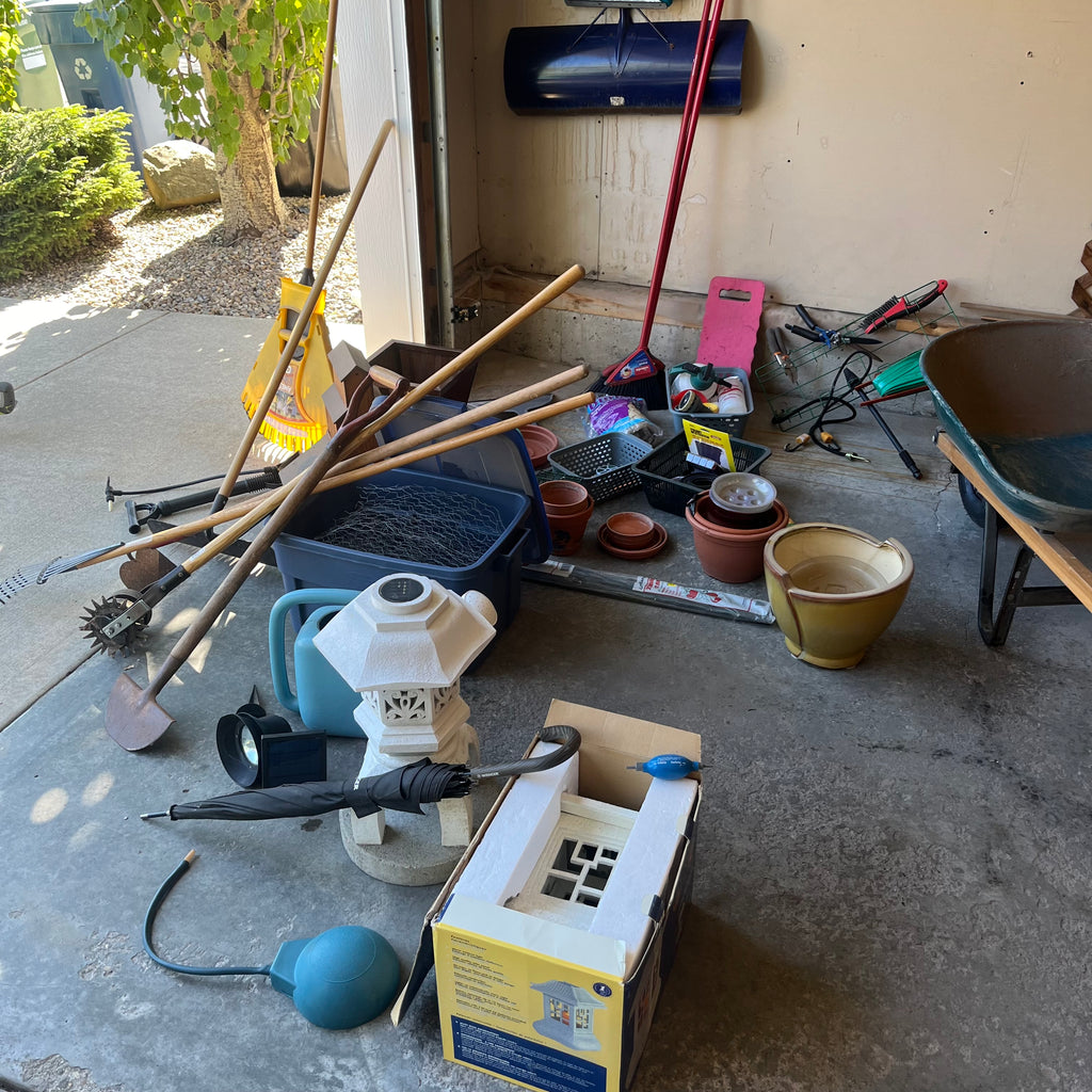 X306 Garage Grouping (fertilizer spreader and more)